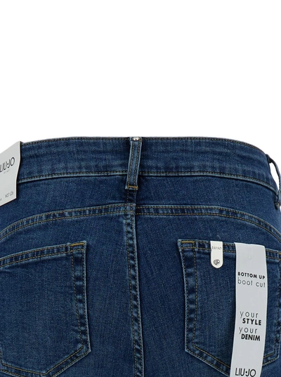Shop Liu •jo Blue Slightly Flared Five Pocket Jeans In Cotton Denim Woman