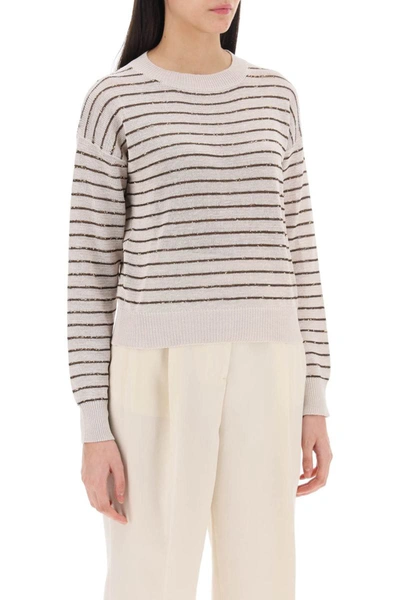 Shop Brunello Cucinelli Dazzling Stripes Cotton Sweater In Multicolor