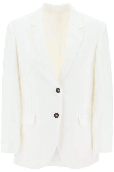 Shop Brunello Cucinelli Viscose-linen Single-breasted Blazer In White