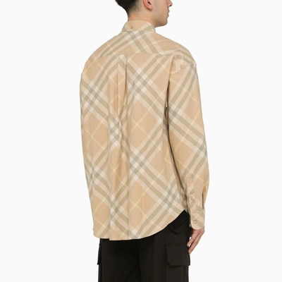 Shop Burberry Check Pattern Button-down Shirt In In Beige