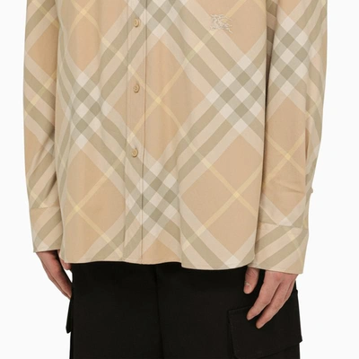 Shop Burberry Check Pattern Button-down Shirt In In Beige