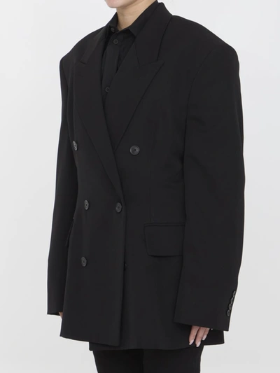 Shop Balenciaga Cinched Jacket In Black
