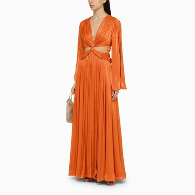 Shop Costarellos Draped Long Dress In Orange