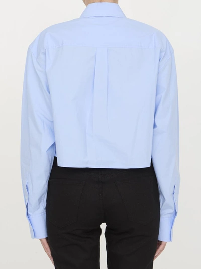 Shop Alexander Wang Cropped Shirt With Halo Print In Blue