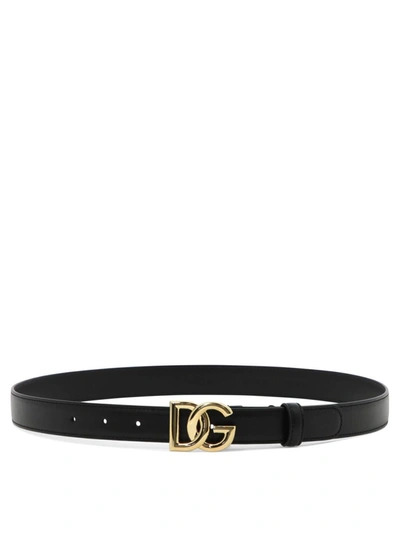 Shop Dolce & Gabbana "dg" Belt In Black