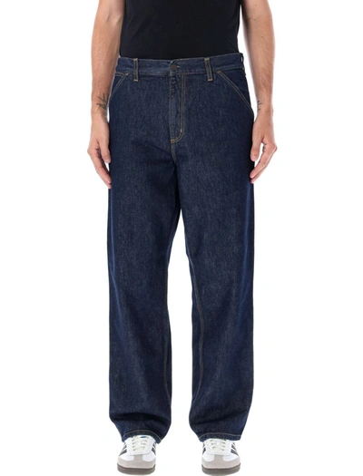 Shop Carhartt Wip Single Knee Jeans In Blue Stone Blitched