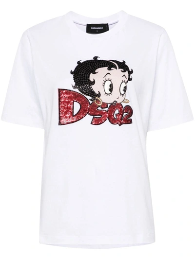 Shop Dsquared2 Betty Boop Cotton T-shirt In White