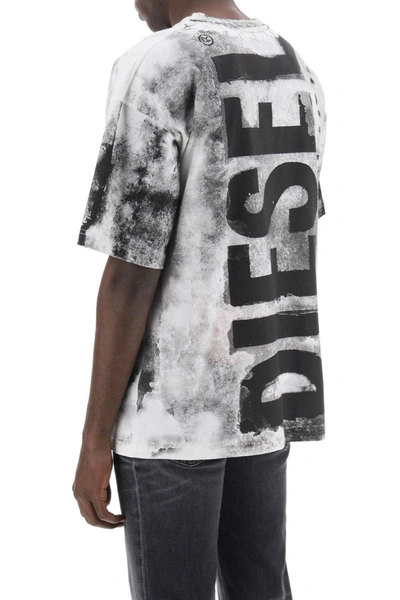 Shop Diesel Printed T-shirt With Oversized Logo In Black