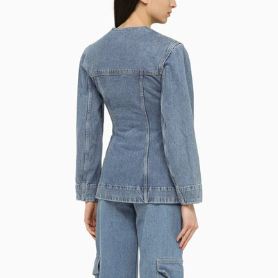 Shop Ganni Vintage Single-breasted Denim Jacket In Blue