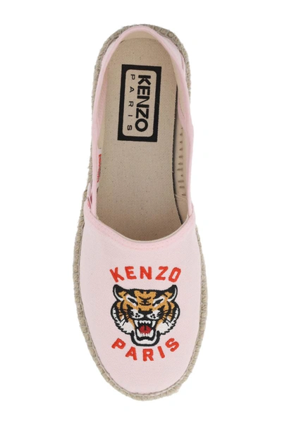 Shop Kenzo Canvas Espadrilles With Logo Embroidery In Pink