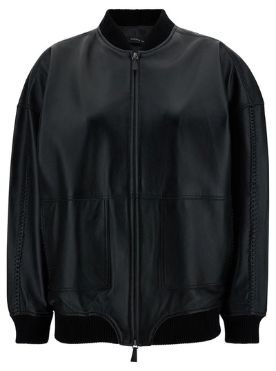 Shop Federica Tosi Leather Bomber In Black