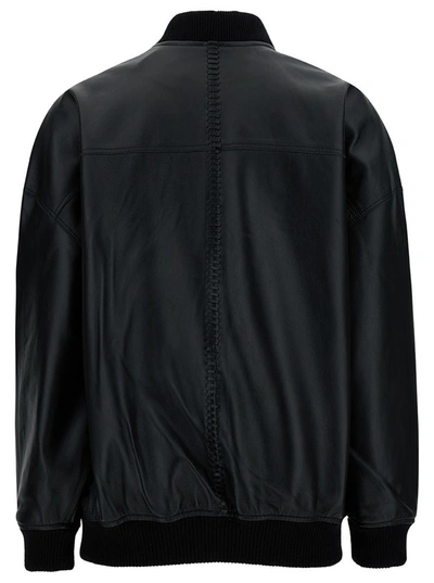 Shop Federica Tosi Leather Bomber In Black