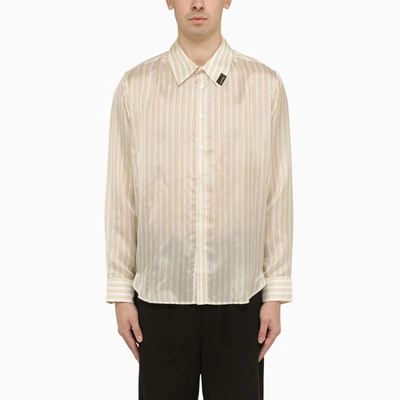 Shop Martine Rose Striped Rayon Shirt In Yellow