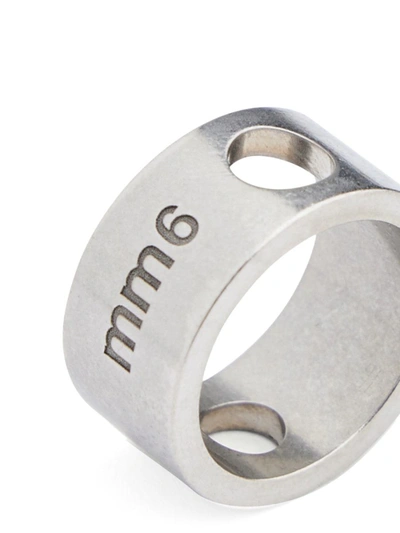 Shop Mm6 Maison Margiela Ring With Holes In Silver