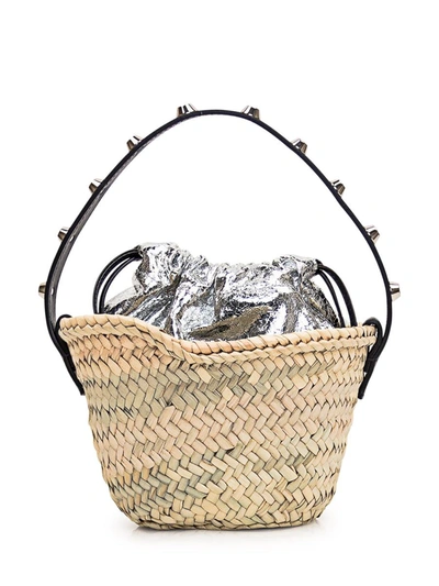 Shop Palm Angels Mini Bucket Bag In Silver