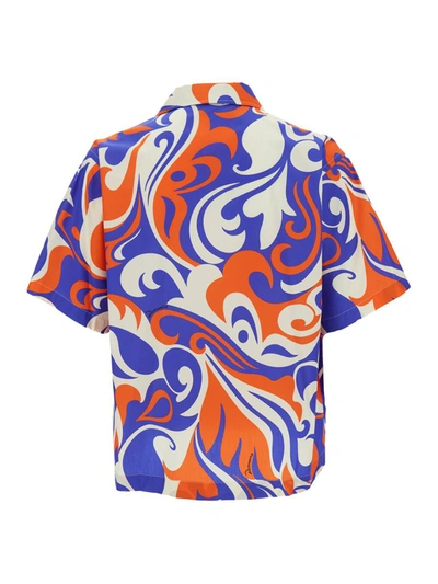 Shop Dsquared2 Multicolor Bowling Shirt With Palm Spring Waves Print In Cotton Man