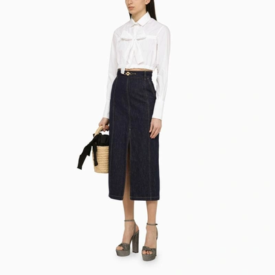 Shop Patou Cropped Shirt With Bow In White