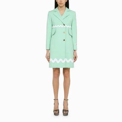 Shop Patou Single-breasted Mint Coat In Green