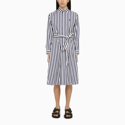 Shop Polo Ralph Lauren Navy Blue/white Striped Shirt Dress