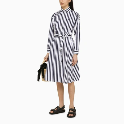 Shop Polo Ralph Lauren Navy Blue/white Striped Shirt Dress