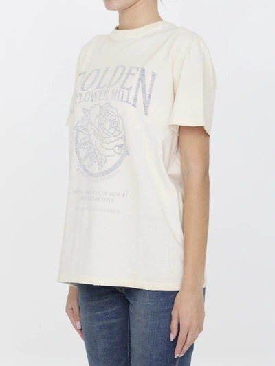 Shop Golden Goose Printed T-shirt In Cream