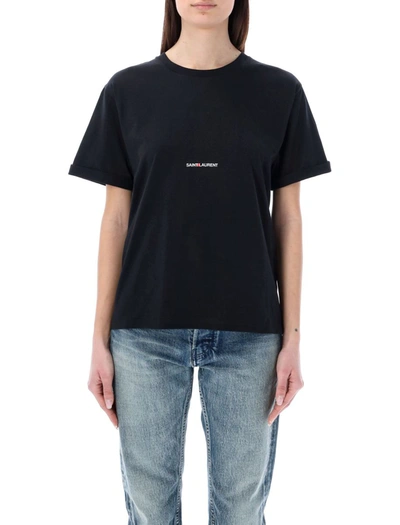 Shop Saint Laurent Classic Logo T-shirt In Black