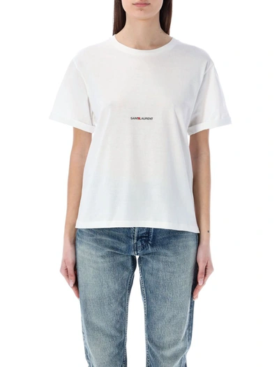 Shop Saint Laurent Classic Logo T-shirt In White