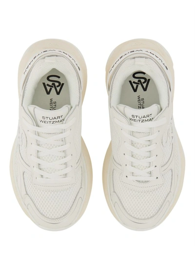 Shop Stuart Weitzman Sneaker With Logo In White