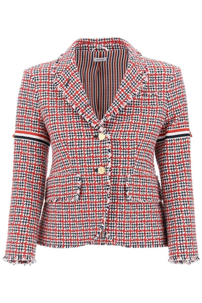 Shop Thom Browne Single-breasted Jacket In Check Tweed In Multicolor