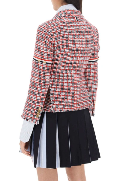 Shop Thom Browne Single-breasted Jacket In Check Tweed In Multicolor