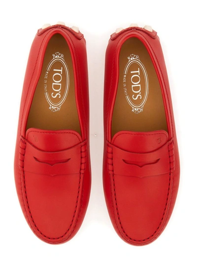 Shop Tod's Rubberized Moccasin In Red