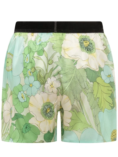 Shop Tom Ford Shorts With Floral Decoration In Green