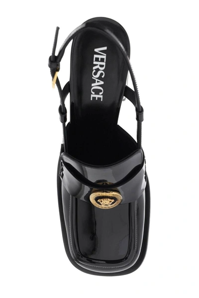 Shop Versace Patent Leather Pumps Loafers In Black