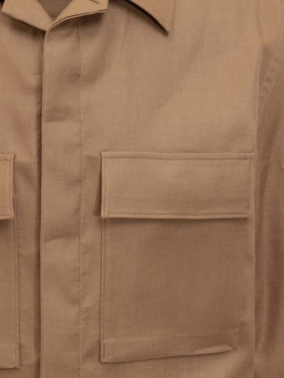 Shop Zegna Oasis Linen Overshirt In Brown