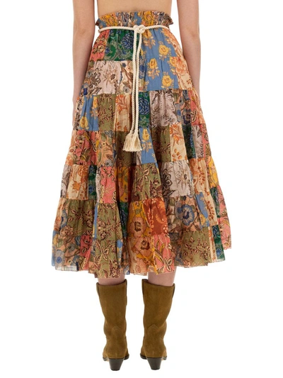 Shop Zimmermann Midi Skirt In Multicolour