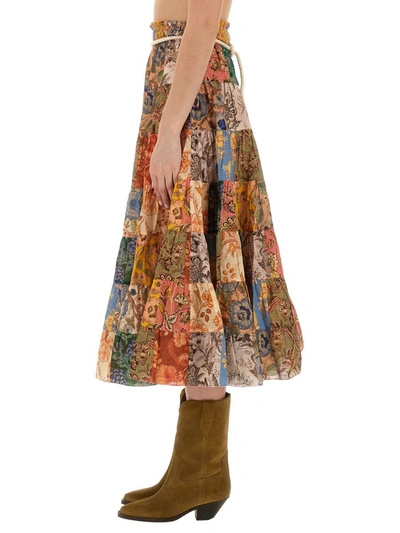 Shop Zimmermann Midi Skirt In Multicolour