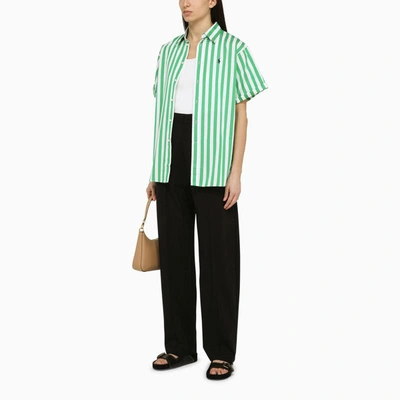 Shop Polo Ralph Lauren Green/white Striped Short-sleeved Shirt
