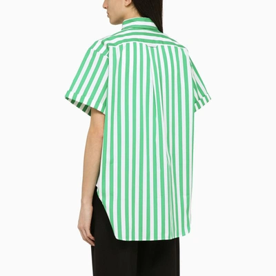 Shop Polo Ralph Lauren Green/white Striped Short-sleeved Shirt
