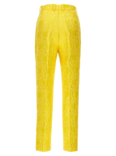 Shop Dolce & Gabbana Jaquard Tailored Trousers Pants Yellow