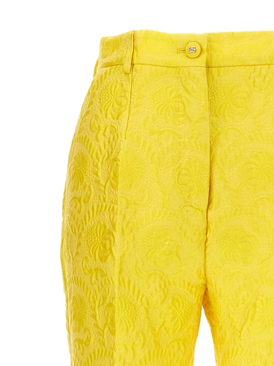 Shop Dolce & Gabbana Jaquard Tailored Trousers Pants Yellow