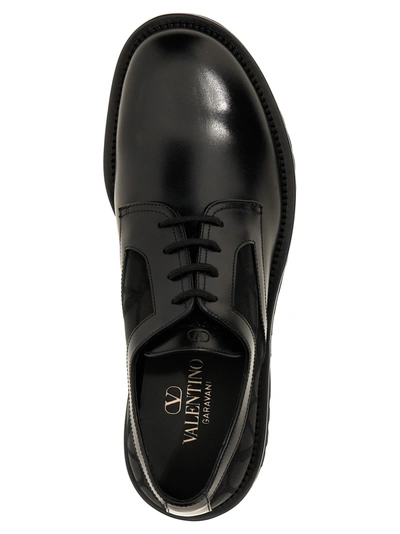 Shop Valentino Toile Iconographe Lace Up Shoes Black