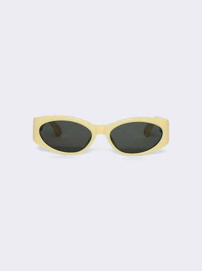 Shop Linda Farrow Ovalo Sunglasses In Yellow