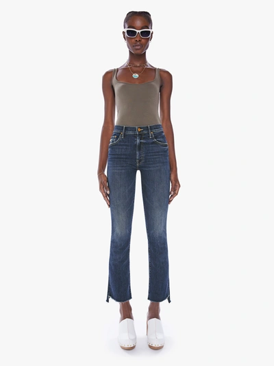 Shop Mother The Insider Crop Step Fray Teaming Up Jeans In Blue