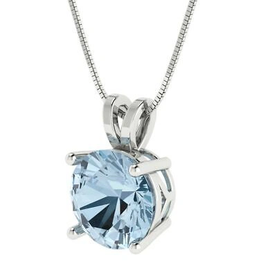 Pre-owned Pucci 3.0 Ct Round Classic Lab Created Gem Pendant Necklace 16 Chain 14k White Gold