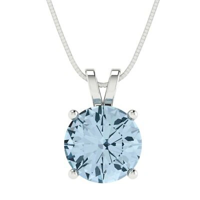 Pre-owned Pucci 3.0 Ct Round Classic Lab Created Gem Pendant Necklace 16 Chain 14k White Gold