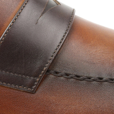 Pre-owned Bruno Magli Arezzo Cognac Men's Leather Loafer Arezzo2 Size 8.5 Retail $395.00 In Brown