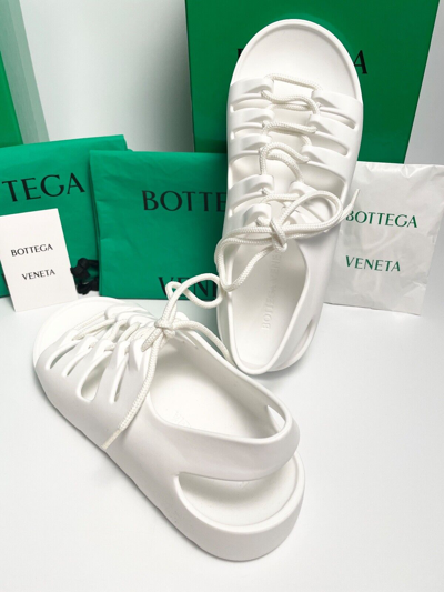 Pre-owned Bottega Veneta Men's 667220 White Lace-up Open Sandals Shoe, Sz 41, 40
