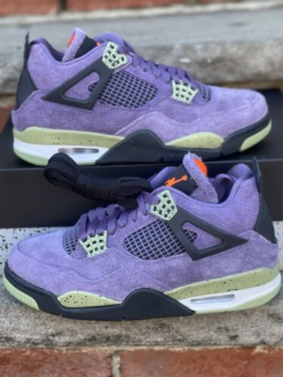 Pre-owned Jordan Size 6.5w And 7w-  4 Retro Mid Canyon Purple W