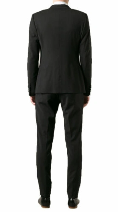 Pre-owned Dolce & Gabbana Men's Black Wool Double Breasted Suit Us 40 44