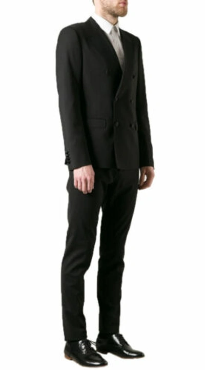 Pre-owned Dolce & Gabbana Men's Black Wool Double Breasted Suit Us 40 44